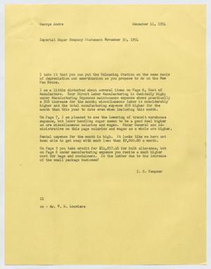 [Letter from Isaac Herbert Kempner to George Andre, December 11, 1954]