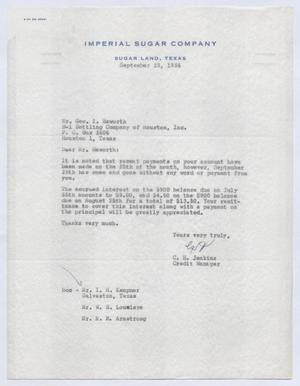 [Letter from C. H. Jenkins to Geo. I. Haworth, September 29, 1954]
