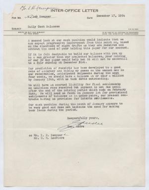 [Inter-Office Letter from George Andre to I. H. Kempner, December 17, 1954]