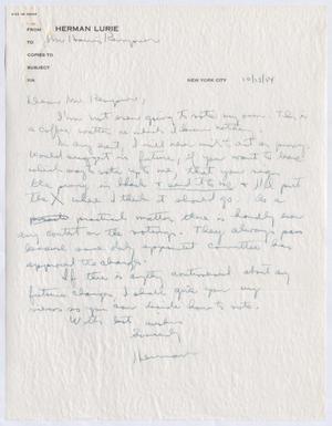 [Letter from Herman Lurie to I. H. Kempner, October 13, 1954]