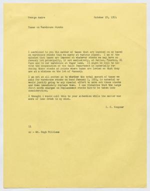 [Letter from Isaac Herbert Kempner to George Andre, October 29, 1954]