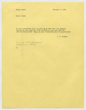 [Letter from Isaac Herbert Kempner to George Andre, November 5th, 1954]