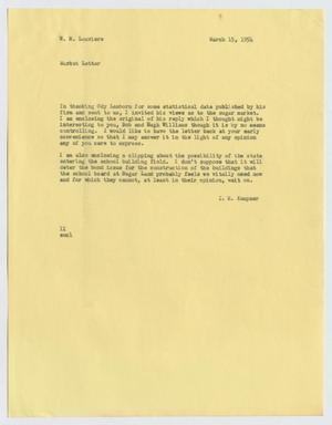 [Letter from I. H. Kempner to W. H. Louviere, March 15, 1954]