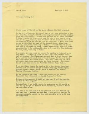 Primary view of object titled '[Letter from George Andre to Isaac Herbert Kempner, February 5, 1954]'.