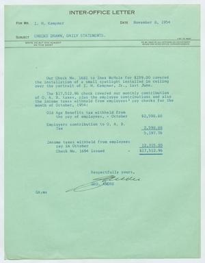 [Inter-Office Letter from George Andre to Isaac Herbert Kempner, November 8, 1954]