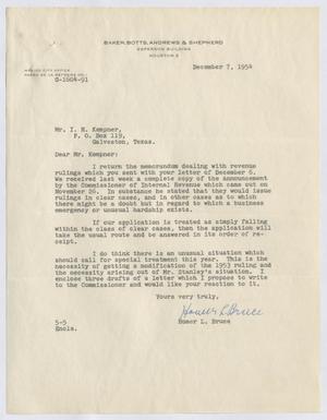 [Letter from Homer L. Bruce to I. H. Kempner, December 7, 1954]