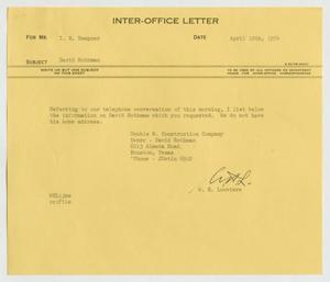 [Letter from W. H. Louviere to I. H. Kempner, April 12, 1954]
