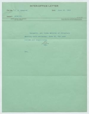 [Inter-Office Letter from George Andre to Isaac Herbert Kempner, June 23, 1954]