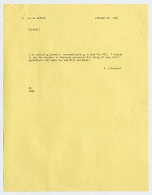 [Letter from Isaac Herbert Kempner to J. M. Sutton, October 25, 1954]