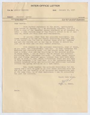 [Inter-Office Letter from Thomas Leroy James to Harris Leon Kempner, January 21, 1954]