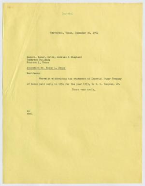 [Letter from Isaac Herbert Kempner to Homer L. Bruce, December 30, 1954]