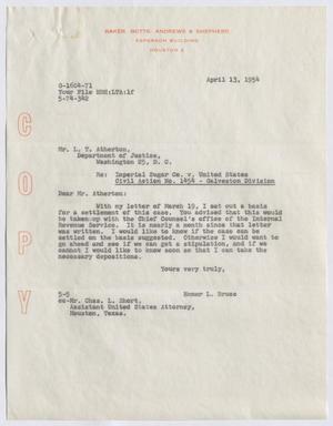 [Letter from Homer L. Bruce to L. T. Atherton, April 13, 1954]
