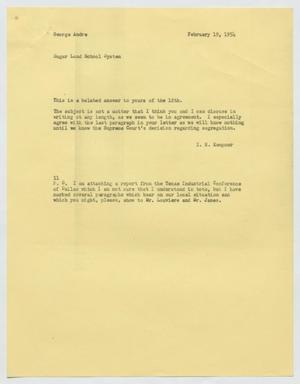 [Letter from Isaac Herbert Kempner to George Andre, February 19, 1954]