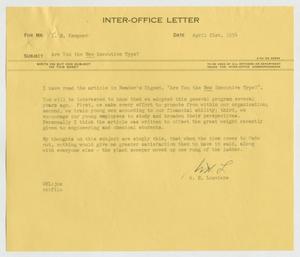 [Letter from W. H. Louviere to I. H. Kempner, April 21, 1954]