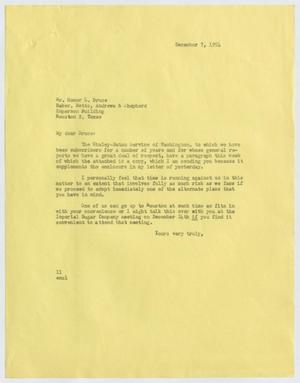 [Letter from Isaac Herbert Kempner to Homer L. Bruce, December 7, 1954]