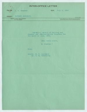 [Inter-Office Letter from Myrtle Stabler to Isaac Herbert Kempner, July 9, 1954]