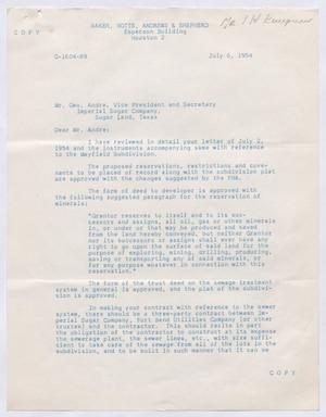 [Letter from A. H. Fulbright to George Andre, July 6, 1954]