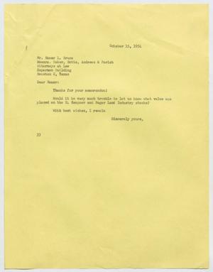 [Letter from A. H. Blackshear, Jr. to Homer L. Bruce, October 15, 1954]