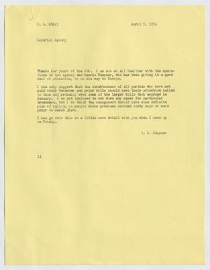 [Letter from Isaac Herbert Kempner to Gus A. Stirl, April 7, 1954]