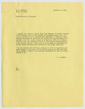 Primary view of object titled '[Letter from I. H. Kempner to W. H. Louviere & Thomas L. James, December 3, 1954]'.