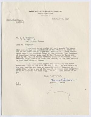 [Letter from Homer L. Bruce to I. H. Kempner, February 8, 1954]