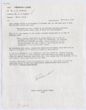 [Letter from Herman Lurie to R. M. Armstrong, February 3, 1953]