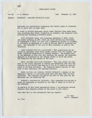 [Letter from Stan M. Sheppard to E. A. Mantzel, November 17, 1954]