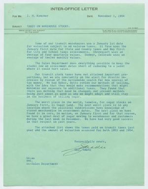 [Letter from George Andre to Isaac Herbert Kempner, November 1, 1954]