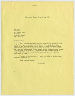 [Letter from I. H. Kempner to Herman Lurie, October 30, 1954]
