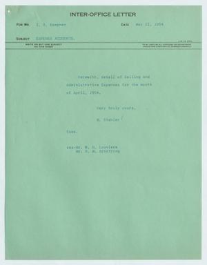 [Inter-Office Letter from Myrtle Stabler to Isaac Herbert Kempner, May 21, 1954]