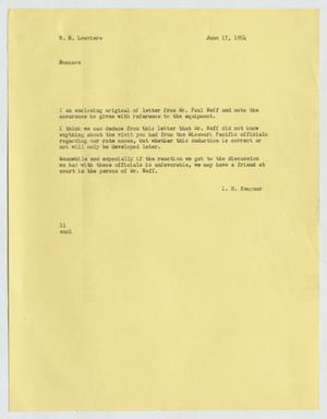 [Letter from Isaac Herbert Kempner to William H. Louviere, June 17, 1954]