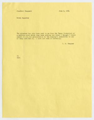 [Letter from Isaac Herbert Kempner to Standford M. Sheppard, June 5, 1954]