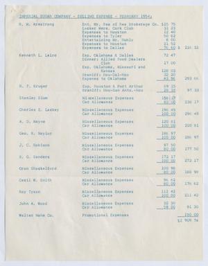 [Imperial Sugar Company, Selling Expense, February 1954]
