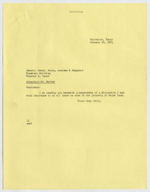 [Letter from I. H. Kempner to Baker, Botts, Andrews & Shepherd, January 30, 1954]