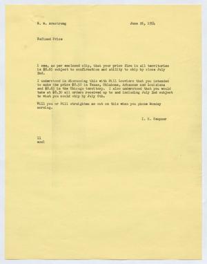 [Letter from Isaac Herbert Kempner to Robert Markle Armstrong, June 26, 1954]