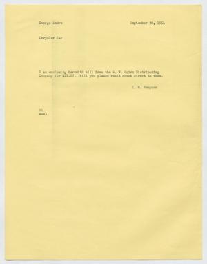 [Letter from Isaac Herbert Kempner to George Andre, September 30, 1954]