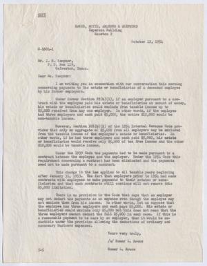 [Letter from Homer L. Bruce to I. H. Kempner, October 12, 1954]