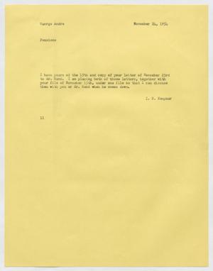 Primary view of object titled '[Letter from Isaac Herbert Kempner to George Andre, November 24, 1954]'.