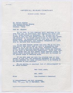 [Letter from George Andre to Walter Mischer, September 1954]