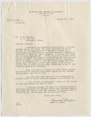 [Letter from Homer L. Bruce to I. H. Kempner, November 8, 1954]