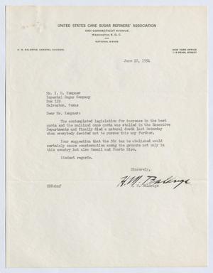 [Letter from H. M. Baldrige to Isaac Herbert Kempner, June 17, 1954]