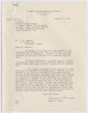 [Letter from Homer L. Bruce to I. H. Kempner, January 13, 1954]