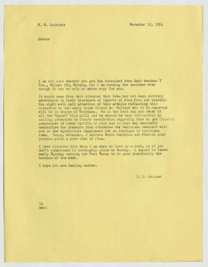 Primary view of object titled '[Letter from I. H. Kempner to W. H. Louviere, November 12, 1954]'.