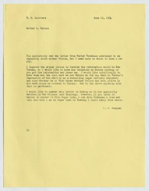 [Letter from Isaac Herbert Kempner to William H. Louviere, June 19, 1954]