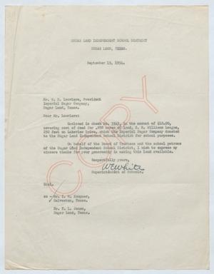 [Letter from W. E. White to William H. Louviere, September 15, 1954]