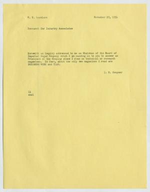 [Letter from Isaac Herbert Kempner to William H. Louviere, November 29, 1954]