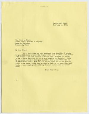 Primary view of object titled '[Letter from I. H. Kempner to Homer L. Bruce, February 16, 1954]'.