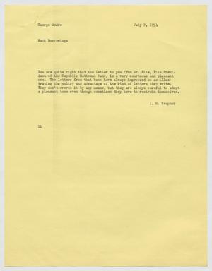 Primary view of object titled '[Letter from Isaac Herbert Kempner to George Andre, July 9, 1954]'.