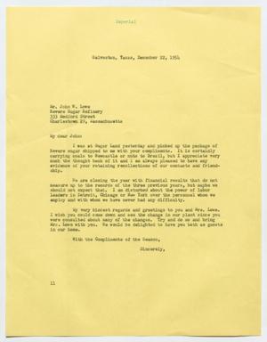 [Letter from Isaac Herbert Kempner to John W. Lowe, December 22, 1954]