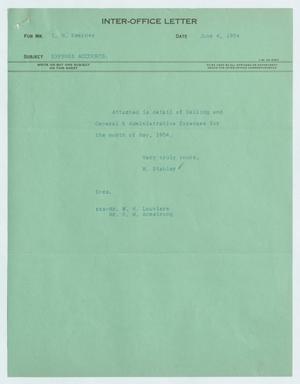 [Inter-Office Letter from Myrtle Stabler to Isaac Herbert Kempner, August 4 1954]